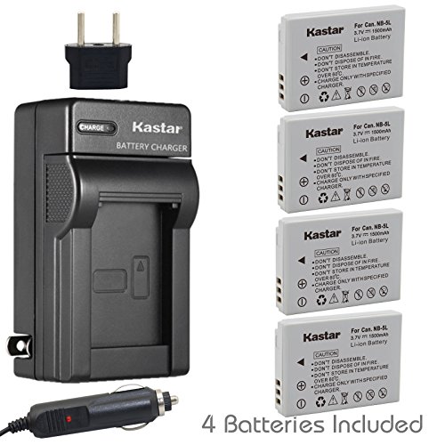 [해외]Kastar NB-5L 배터리 (4-Pack) and Charger for 캐논 PowerShot S100, S110, SD700, SD790, SD800, SD850, SD870 IS, SD880, SD890, SD900, SD950, SD970 IS, SD990 IS, SX200 IS, SX210 IS, SX220 IS, SX230 HS