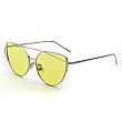 [해외]YANQIUYU Stylish Metal Frame Cat Eye Sunglasses for Women Mirrored Flat 랜즈 (Transparent Yellow Lens/Gold Frame, 58)