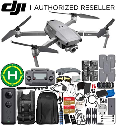 [해외]DJI Mavic 2 Zoom Drone Quadcopter with 24-48mm Optical Zoom 카메라 128GB Insta360 ONE X 5-Battery Bundle