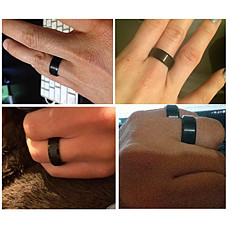 [해외]King Will Basic Men Wedding Black Tungsten Ring 8mm Matte Finish Beveled Polished Edge Comfort Fit 10.5