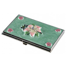 [해외]Visol Products Flora Green and Pink Lacquer with Crystals Womens Business Card Holder