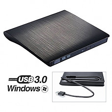 [해외]ROOFULL External DVD Drive USB 3.0, Portable CD DVD +/-RW Optical Drive Burner Writer for Windows 10/8/7 Laptop Desktop PC of HP Dell LG Asus Acer LG Lenovo Thinkpad Macbook Pro (Black)