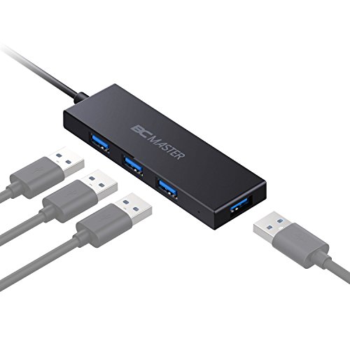 [해외]BC Master USB C Hub 4 Ports, USB 3.0 Type C Hub Adapter Ultra Slim for MacBook Pro, Google Chromebook Pixelbook, USB Type C Devices, Black