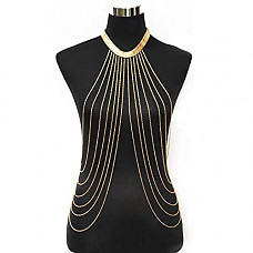 [해외]JoJo & Lin Gold Tone Body Chain Adjustable Harness with Fine Chain Multirow Necklace