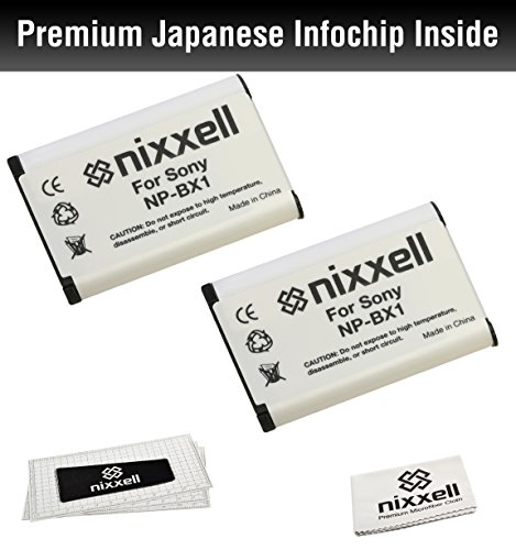 [해외](2pack) WT Nixxell 배터리 and charger for 소니 NP-BX1,BC-CSX,BC-TRX and 소니 Cyber-shot DSC-HX50V, DSC-HX300, DSC-RX1, DSC-RX1R, DSC-RX100, DSC-RX100 II, DSC-WX300, HDR-AS10, HDR-AS15, HDR-AS30V, HDR-MV1 (Fully Decoded)