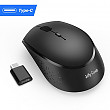 [해외]Type C Wireless Mouse, Jelly Comb 2.4GHz Rechargeable USB C Wireless Mouse for Macbook 12&quot;, Macbook Pro 2016/2017, Chromebook and More USB C Devices (Black)