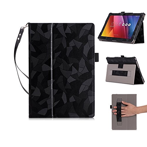 [해외]ASUS Zenpad Z8s Case,ISIN Tablet Case Series Verizon ASUS Zenpad Z8s ZT582KL ASUS-P00J 7.9" Tablet Premium PU Leather Case Protective Stand Cover Hand Strap, Stylus Holder and Lanyard (Black)
