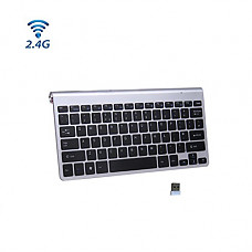 [해외]Wireless Keyboard, Attoe Ultra Slim Compact Portable 2.4G Wireless Ergonomic Keyboard with Nano Receiver for Windows XP/Vista/7/8/10, Laptop, Notebook, PC, Desktop, Computer (Silver-Grey)