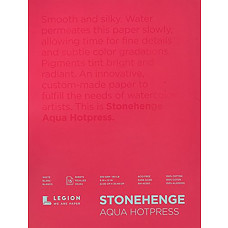 [해외]Legion Stonehenge Aqua Watercolor Block, 140lb. Hot Press, 9 X 12 inches, White, 15 Sheets (L21-SQH140WH912)