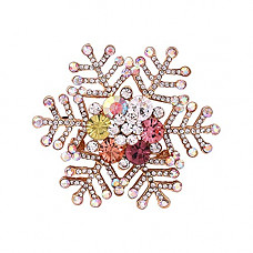 [해외]Seni Jewelry Christmas Brooch Pins Crystal Rhinestone Brooch with Tree Wreaths Bow Snowflake Wedding Xmas Jewelry (Snowflake-Gold)