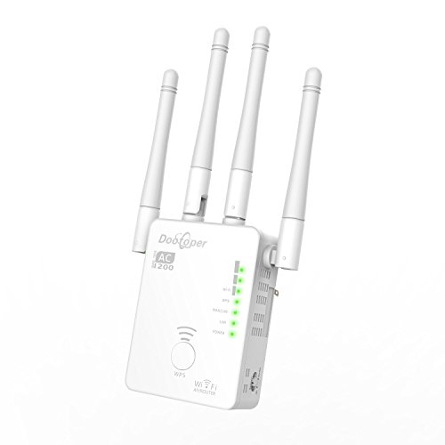 [해외]AC1200 WiFi Repeater Signal Amplifier Dootoper - Dual Band Wireless Signal Booster/Range Extender/Access Point/Router(1200 Mbit/s; 4 LAN ports, WPS, Compatible with all WiFi devices)