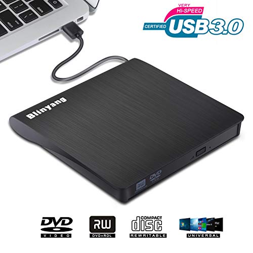[해외]External DVD Drive USB 3.0 - Portable for Laptop Slim Burner Suitable for Compact Disc CD-R/DVD+R/DVD-R/DVD+R DL and Rewritable Disc CD-RW/DVD-RW/DVD+RW