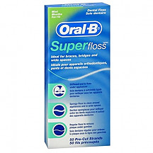 [해외]오랄비슈퍼플러스 Oral-B Super Floss Mint Dental Floss Pre-Cut Strands 50 ea