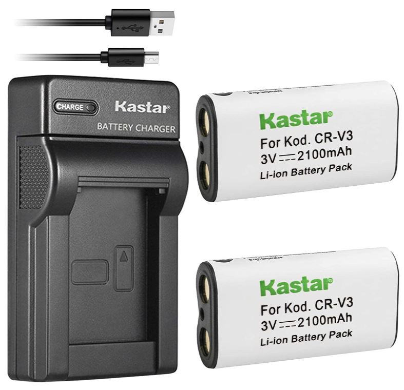 [해외]Kastar 배터리 (X2) & Slim USB Charger forr CR-V3 LB-01 and 올림푸스 C3000 D565 D-100 D-150 D-230 D-370 D-380 D-390 D-40 D-460 D-490 D-520Z D-560Z, Kodark EasyShare C310 C530 C875 + More 카메라