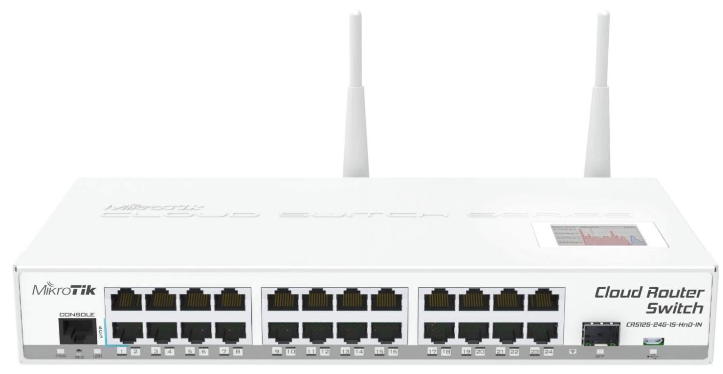 [해외]Mikrotik CRS125-24G-1S-2HnD-IN, Cloud Router Gigabit Switch, Fully manageable Layer 3, 24x 10/100/1000, 1000mW Wireless