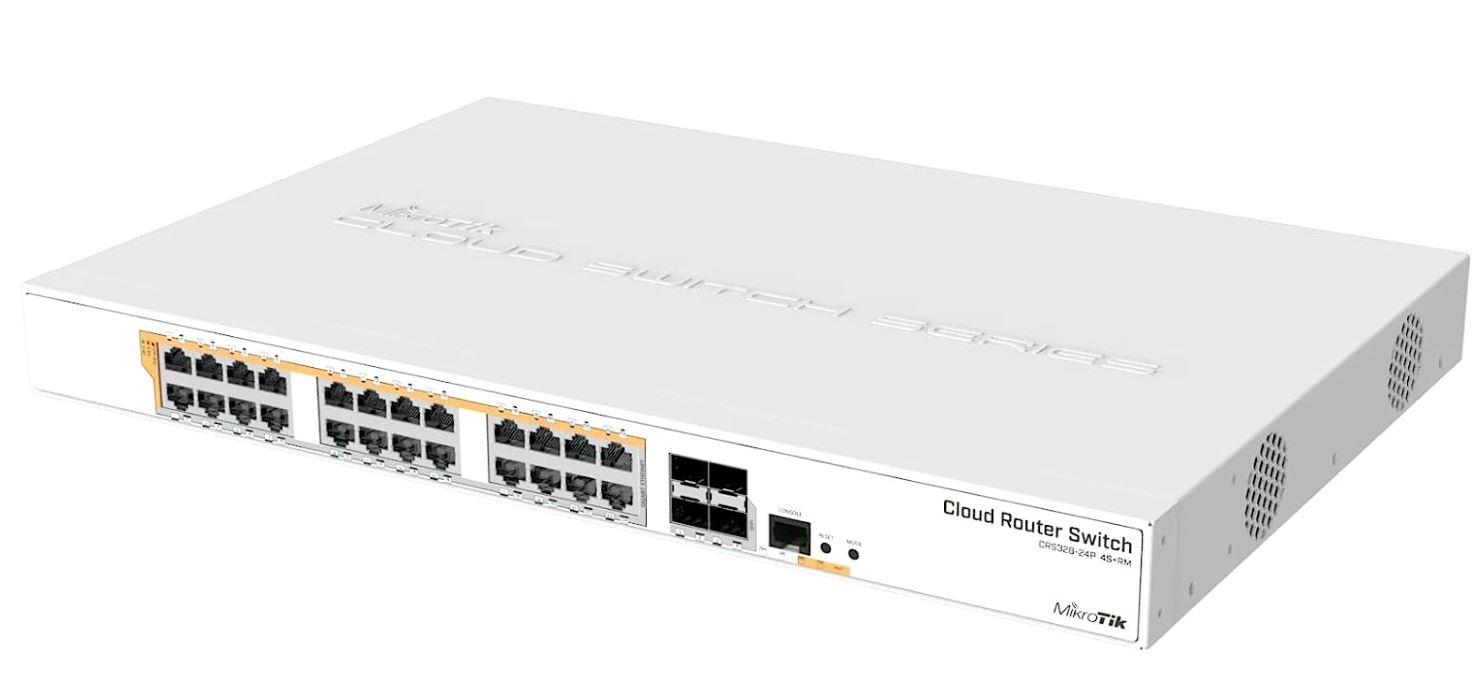 [해외]Mikrotik CRS328-24P-4S+RM 24 port Gigabit Ethernet router/switch with four 10Gbps SFP+ ports in 1U rackmount case, Dual Boot and PoE output, 500W