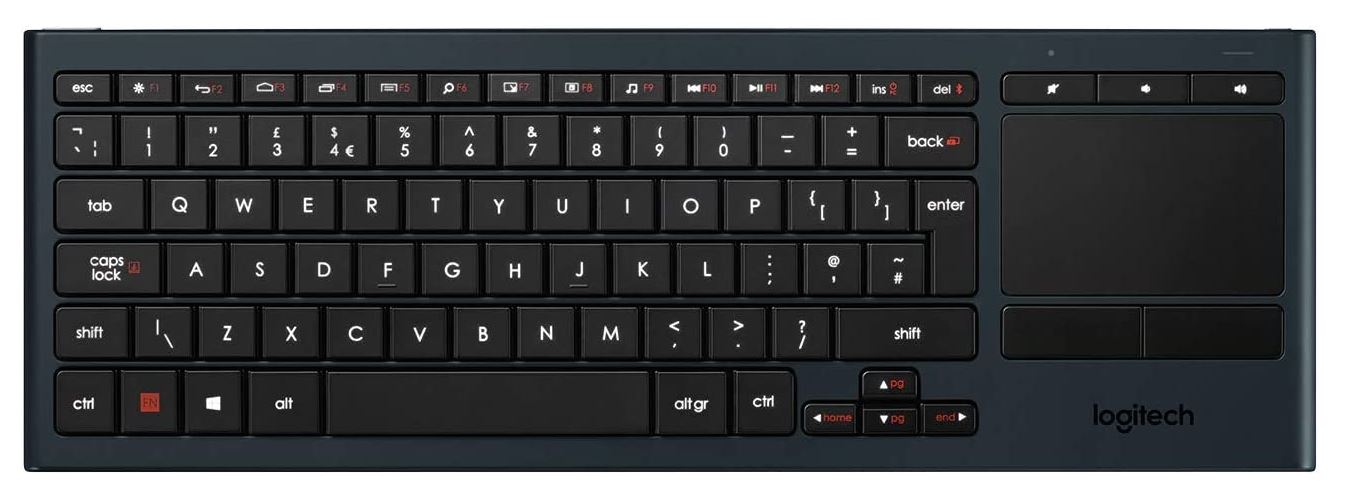 [해외]로지텍 K830 Illuminated Living-Room Keyboard with Built-in Touchpad – Easy-Access Media Keys and Shortcut Keys for Windows or Android