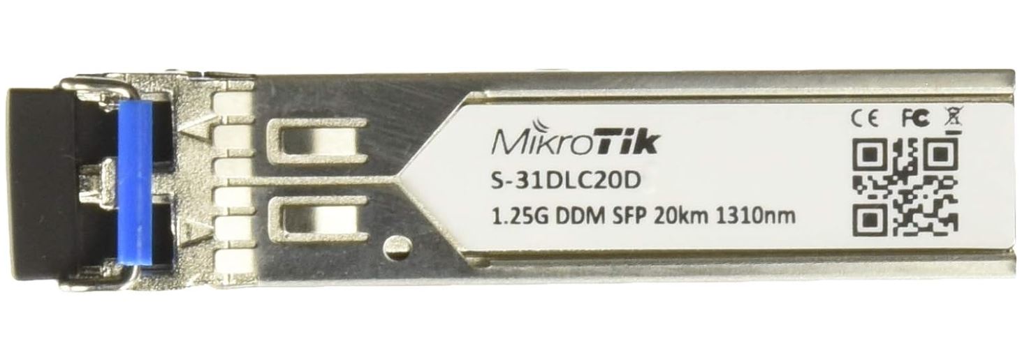 [해외]MikroTik S-31DLC20D Transceiver 1.25G DDM SFP 1310nm Dual LC Connector 20Km SM