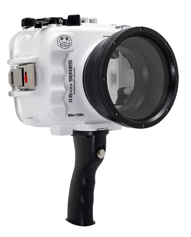 [해외]SeaFrogs 60M/195FT Waterproof housing for Sony A6xxx series Salted Line with pistol grip (White) / GEN 3