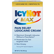 [해외]Icy Hot Cream with Maximum Strength Lidocaine, 2.7 Ounce, Temporarily Relives & Numbs Minor Pain Associated with Arthritis, Simple Backache, Muscle Strains, Sprains, Bruises, and Cramps