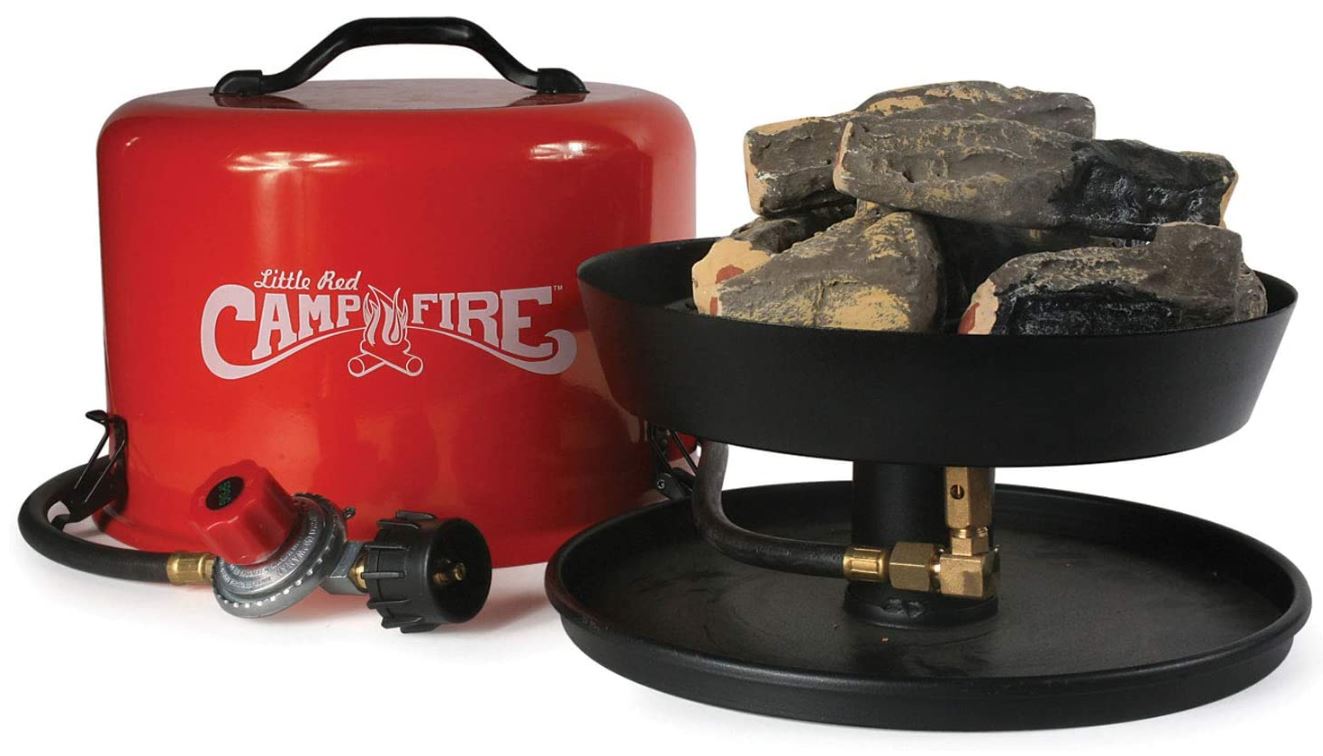 [해외]Camco Little Red Campfire 11.25-Inch Portable Propane Outdoor Camp Fire, Approved RV Campgrounds - 65,000 BTUs Includes 8 Foot Propane Hose (58031)