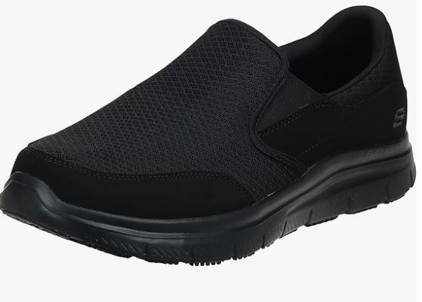 [해외]Skechers Mens Black Flex Advantage Slip Resistant Mcallen Slip On - 12 D(M) US