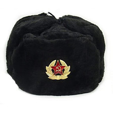 [해외]Russian Soviet Army Fur Military Cossack Ushanka Hat (Black, 58/M)