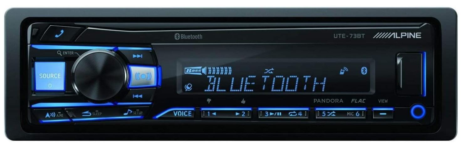 [해외]Alpine UTE-73BT 블루투스 카오디오 리시버 Single-DIN Car Digital Media Audio Stereo Bluetooth, USB MP3