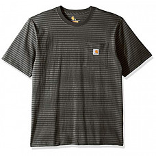 칼하트 K87 포켓 티셔츠 Carhartt Men's K87 Workwear Pocket Short Sleeve T-Shirt - Peat Stripe