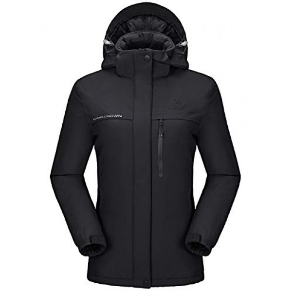 [해외] 카멜 크라운 여성 방수 스키 자켓 CAMEL CROWN Women’s Mountain Snow Waterproof Ski Jacket Detachable Hood Windproof Fleece Parka Rain Jackt Winter Coat - New Black