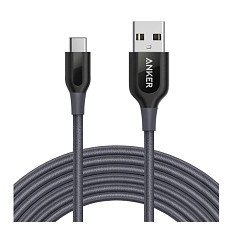 [해외] 앤커 파워라인 케이블 Powerline+ USB-C to USB-A, Double-Braided Nylon Fast Charging Cable, for Samsung Galaxy S10/ S9 / S9+ / S8 / S8+ , iPad Pro 2018, MacBook and More(Gray)