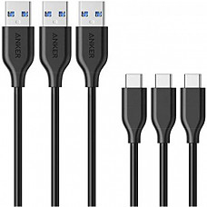 [해외] 앤커 파워라인 USB 케이블[3 Pack] Anker Powerline USB-C to USB 3.0 Cable (3ft) with 56k Ohm Pull-up Resistor for Samsung Galaxy Note 8, S8, S8+, S9, S10, MacBook, Sony XZ, LG V20 G5 G6, HTC 10, Xiaomi 5 and More