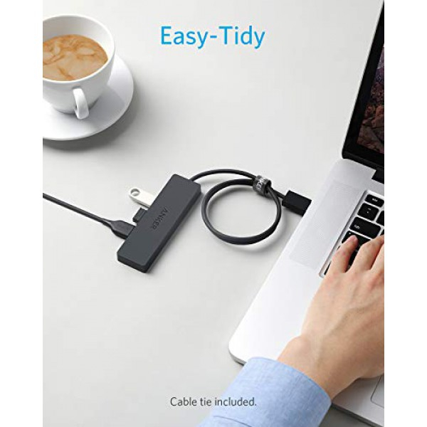 [해외] 앤커 슬림 4포트 USB 허브 Anker 4-Port USB 3.0 Hub, Ultra-Slim Data USB Hub with 2 ft Extended Cable [Charging Not Supported], for MacBook, Mac Pro, Mac mini, iMac, Surface Pro, XPS, PC, Flash Drive, Mobile HDD