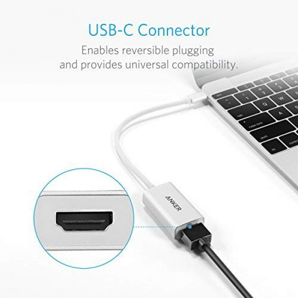 [해외] 앤커 휴대용 아뎁터 허브 Anker USB C to HDMI Adapter, Aluminum Portable USB C Hub, Supports 4K 60Hz, for MacBook Pro 2018/2017/2016, iPad Pro 2018, Chromebook, XPS, Galaxy S10/S9/S8, and More (Silver)