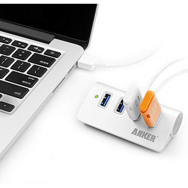 [해외] 앤커 4포트 휴대용 데이터 허브 Anker 4-Port USB 3.0 Unibody Aluminum Portable Data Hub with 2ft USB 3.0 Cable for MacBook, Mac Pro/Mini, iMac, XPS, Surface Pro, Notebook PC, USB Flash Drives, Mobile HDD, and More