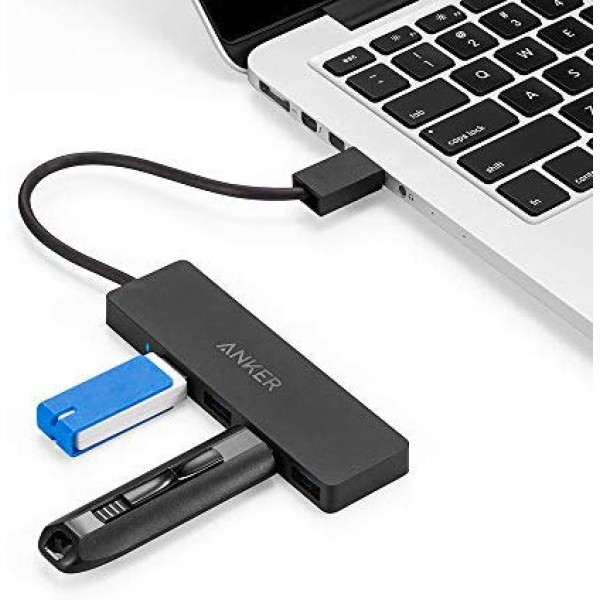 [해외] 앤커 슬림 4포트 데이터 허브+케이블 Anker Ultra Slim 4-Port USB 3.0 Data Hub with 3.3ft USB 3.0 Extension Cable