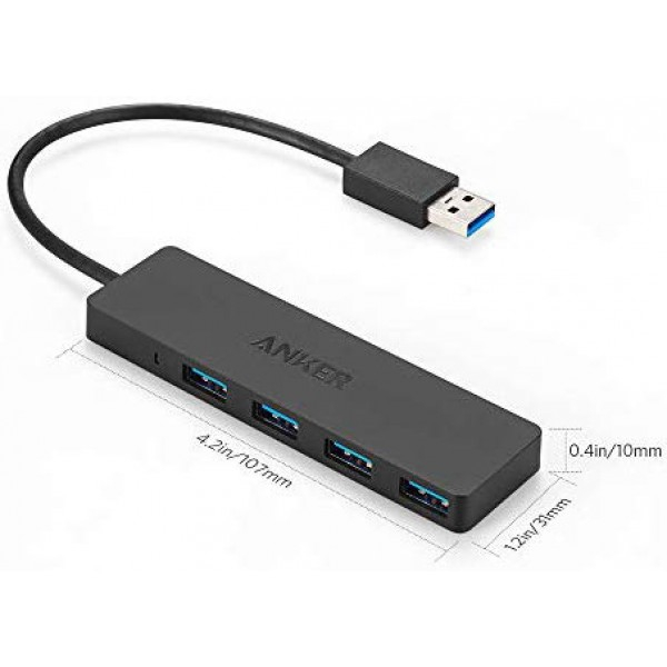 [해외] 앤커 슬림 4포트 데이터 허브+케이블 Anker Ultra Slim 4-Port USB 3.0 Data Hub with 3.3ft USB 3.0 Extension Cable