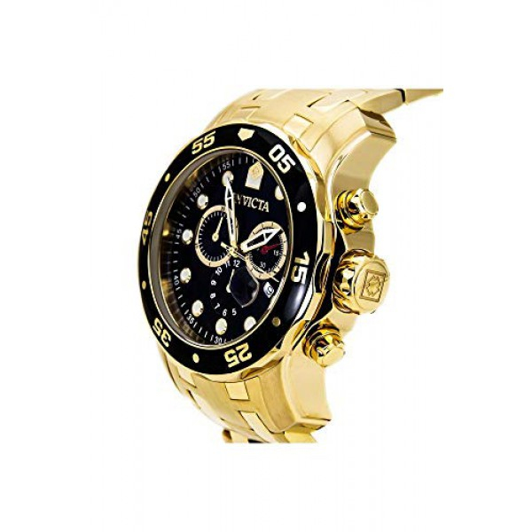 [해외] 인빅타 남성 프로다이버 컬렉션 시계 Invicta Men's 0072 Pro Diver Collection Chronograph 18k Gold-Plated Watch, Gold/Black