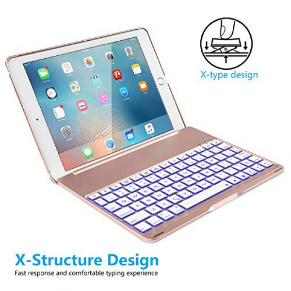 [해외] 아이패드 프로 9.7 키보드 케이스 iPad Pro 9.7 Keyboard Case，IEGROW 7 Colors LED Backlit Keyboard Slim Clamshell iPad Protective Cover for iPad Pro 9.7 Inches Model A1673/A1674/A1675(Rose Gold)