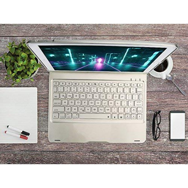 [해외] 아이패드 프로 10.5 360회전 블루투스 키보드 케이스 iPad Pro 10.5 Keyboard Case, iEGrow F360 7 Color Backlit and Dream Lighting Bluetooth Keyboard with 360 Degree Rotatable Case Cover for 2017 iPad Pro Model A1701/A1709(Silver)