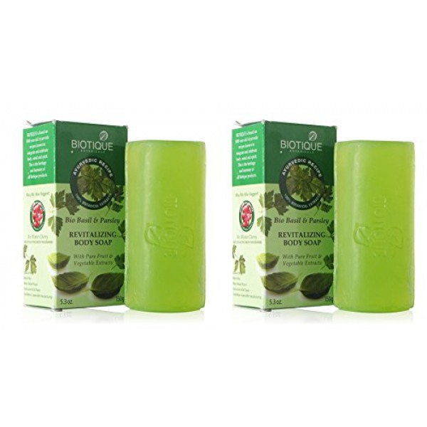 [해외] 바이오티크 바디 비누 Biotique Bio Basil & Parsley Revitalizing Body Soap 150 Gm (PACK OF 2) ( Package may vary )