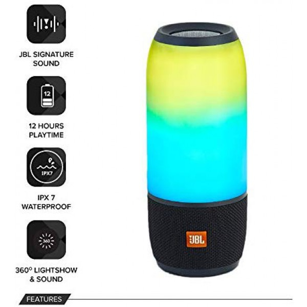 [해외] JBL Pulse 3 무선 블루투스 방수 스피커 Wireless Bluetooth IPX7 Waterproof Speaker (Black)