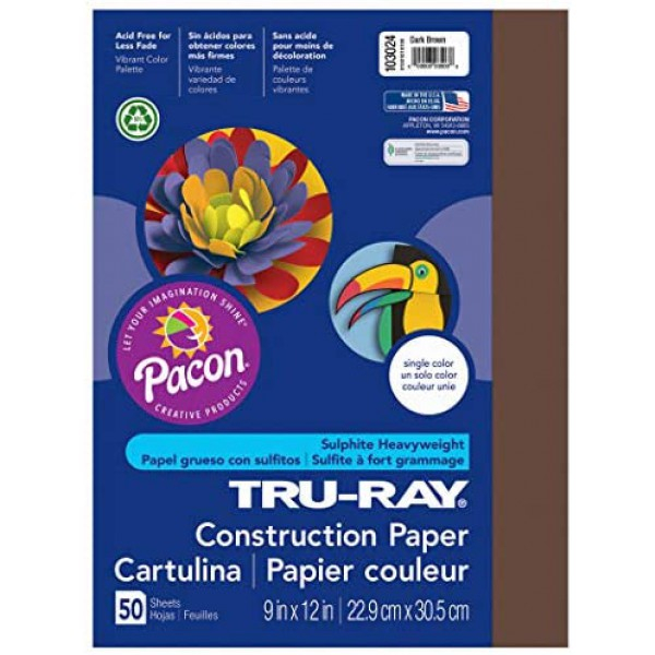 [해외] Pacon 공작종이 Tru-Ray Heavyweight Construction Paper, Dark Brown, 9