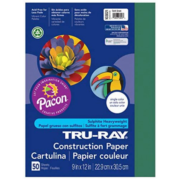 [해외] Pacon 공작종이 Tru-Ray Heavyweight Construction Paper, Dark Green, 9