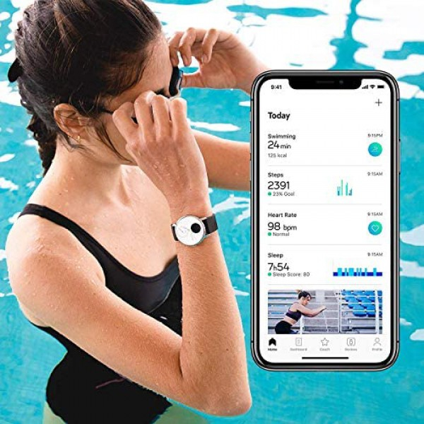 [해외] 위드닝(Withings) 스틸 하이브리드 스마트워치(시계) Steel HR Hybrid Smartwatch - Activity, Sleep, Fitness and Heart Rate Tracker with Connected GPS (Style Name : Rose Gold / Color : White, Blue Leather - 36mm)