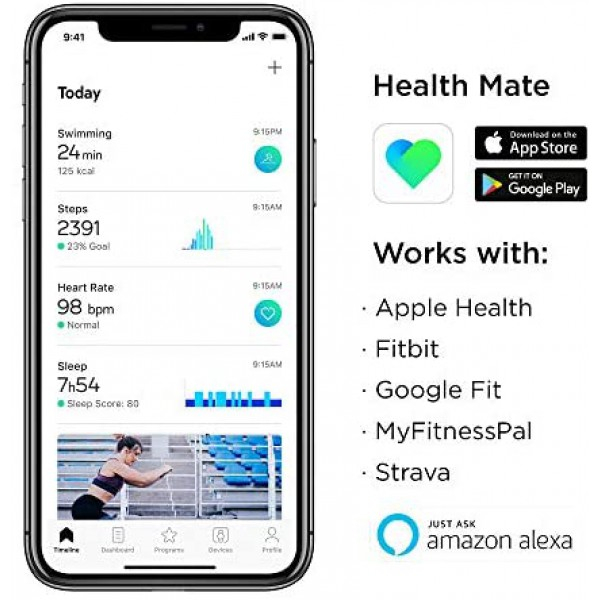 [해외] 위딩스(Withings) 맥박(심박동)측정 스마트워치 Pulse HR – Water Resistant Health & Fitness Tracker with Heart Rate and Sleep Monitor, Sport & Activity Tracking