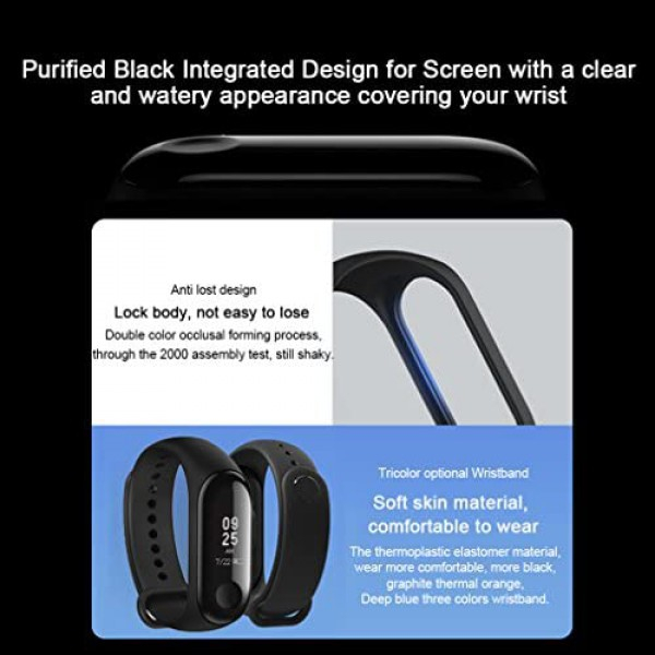 [해외] 샤오미 미니 밴드 3 OLED 디스플레이 방식, 운동, 방수, 심장박동수 모니터링 Xiaomi Mi Band 3 Fitness Tracker 50m Waterproof Smart Band Smartband OLED Display Touchpad Heart Rate Monitor Wristbands Bracelet, Black