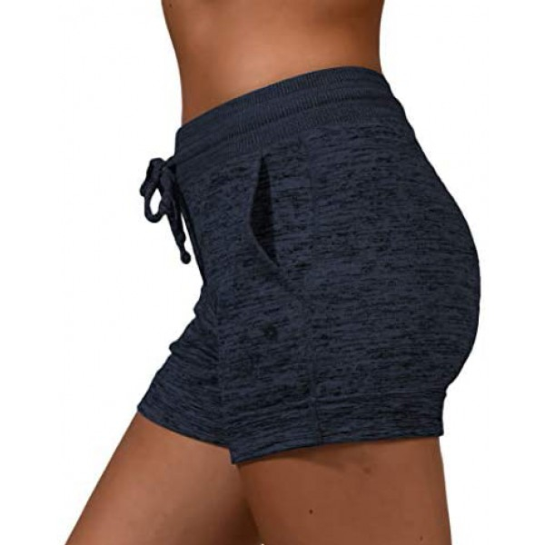 [해외] 90 Degree By Reflex 여성용 아웃도어 포켓 라운지 쇼츠 반바지 Soft and Comfy Activewear Lounge Shorts with Pockets and Drawstring for Women
