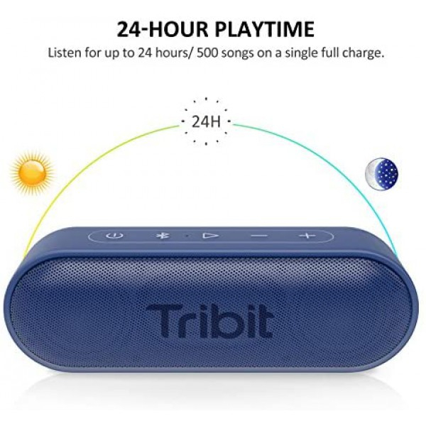 [해외] 트리비트 아웃도어 방수 블루투스 스피커(24시간 사용가능)Tribit XSound Go Bluetooth Speakers - 12W Portable Speaker Loud Stereo Sound, Rich Bass, IPX7 Waterproof,24 Hour Playtime, 66 ft Bluetooth Range & Built-in Mic Outdoor Wireless Speaker (Blue)