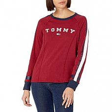 [해외] 타미힐피거 여성 로고 크루넥 롱 슬리브 티셔츠 Tommy Hilfiger Womens Long Sleeve Crew Neck Logo Tee(Crimon)